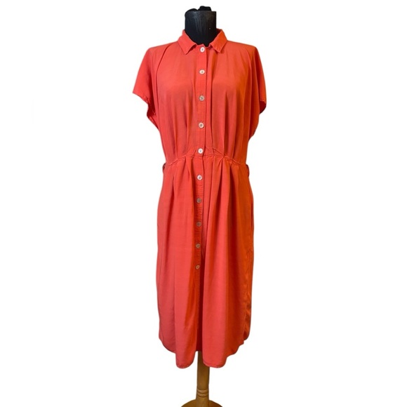 Corey Lynn Calter Anthropologie Pink and Orange Buttoned Midi Dress - Picture 8 of 15